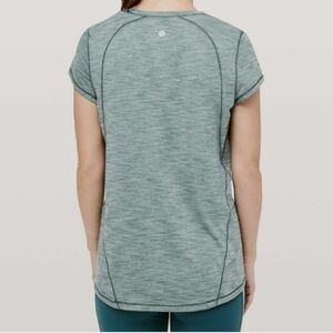 Lululemon Women's Another Mile Short Sleeve Top Heather Green‎ Smoke Size 10
